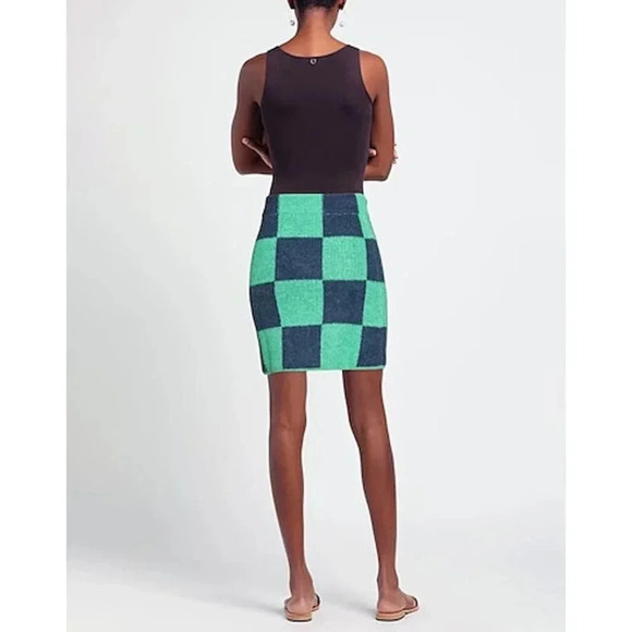 NWT $245 Stine Goya Andria Alpaca Knit Skirt - Checkered High-Rise Mini Skirt - Picture 2 of 8